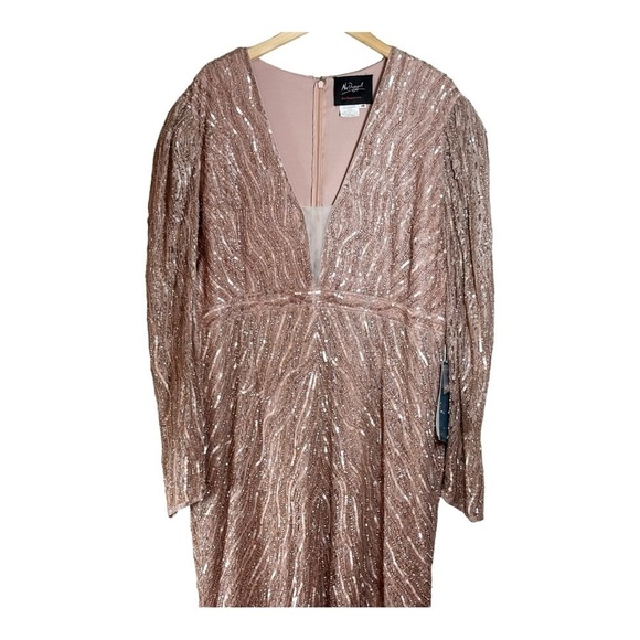 Mac Duggal Beaded Puff Sleeve Trumpet Evening Gown NWT - Picture 4 of 9